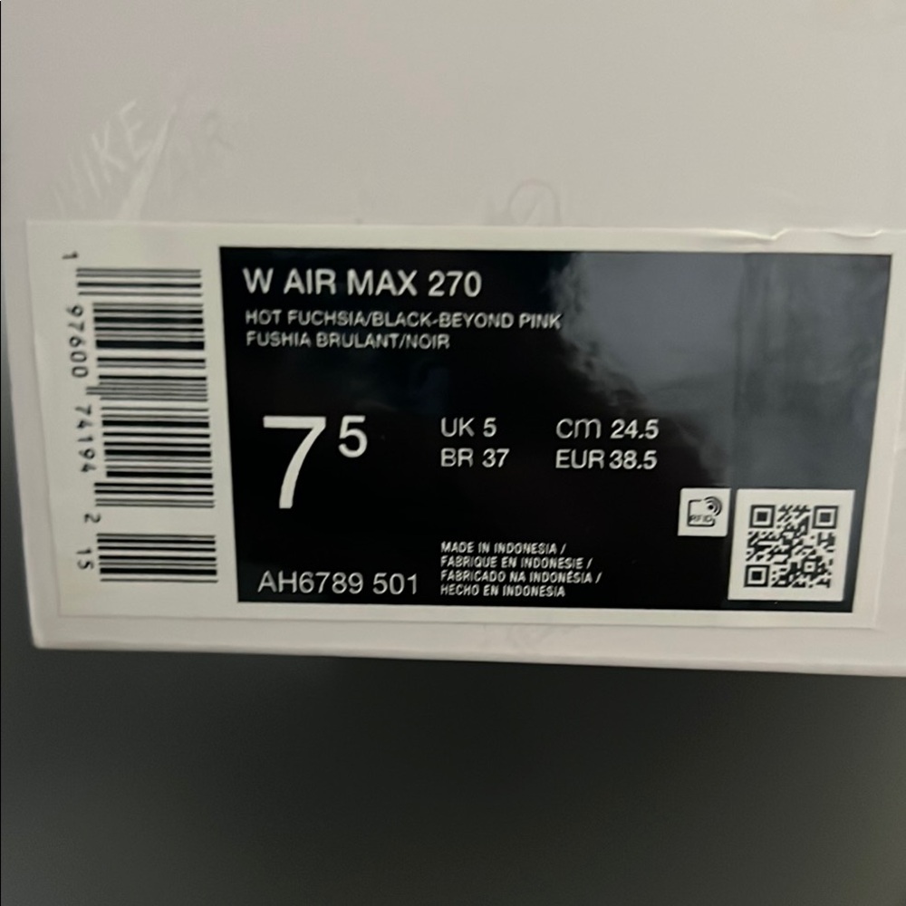 Nike Air Max 270 - Hot Fuchsia and Black
